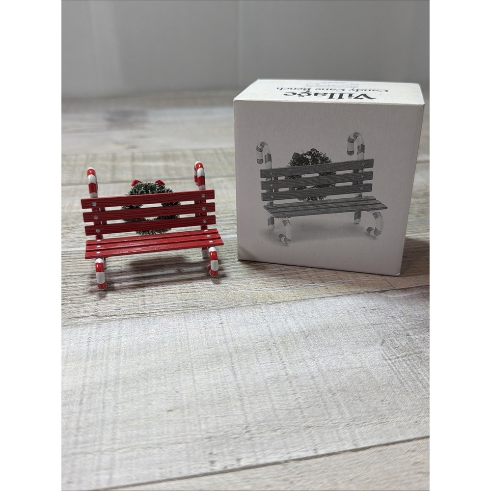 Department 56 Village Candy Cane Bench Christmas Accessory Retired Vintage